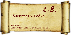 Löwenstein Emőke névjegykártya